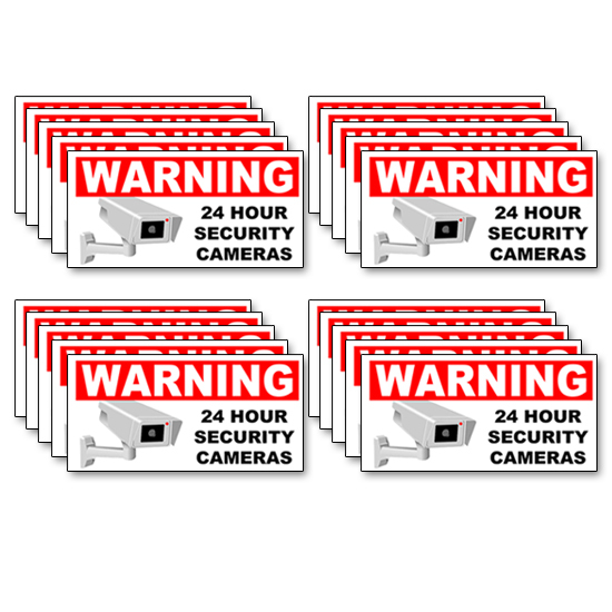 SECURITY CAMERA Decals 24 HOUR Warning Vinyl Wall Stickers 8" wide Multi-packs