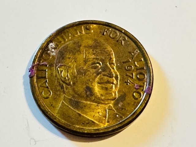 Californians For Joseph Alioto collectors token 1974 coin Angelina medallion CA