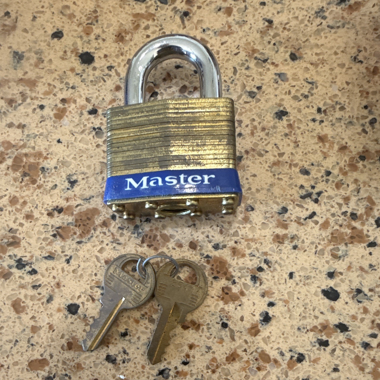 Master Lock Model 1 Brass Padlock Steel Shackle Keyed Different Keyway A