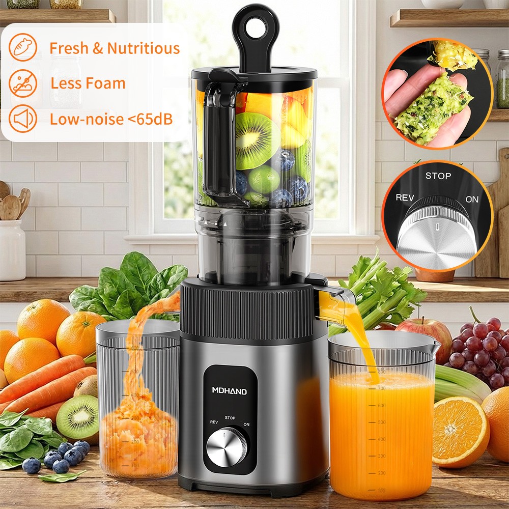 200W Cold Press Juicer Slow Masticating Juice Extractor 4.35in Wide Feed Chute