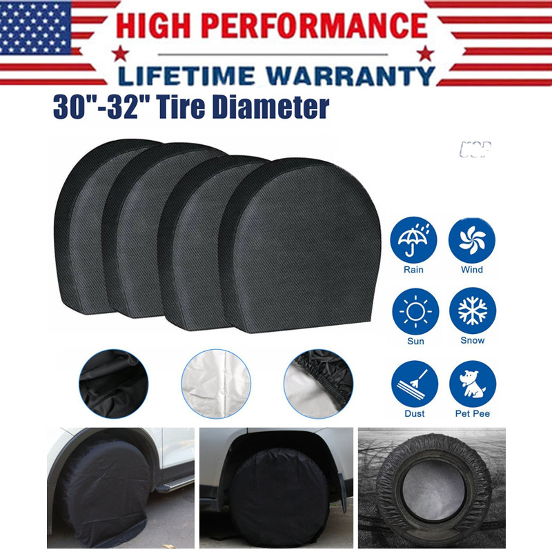 4PCS 30-32'' Waterproof Tire Covers Wheel Tyre RV Trailer Camper Sun Protector
