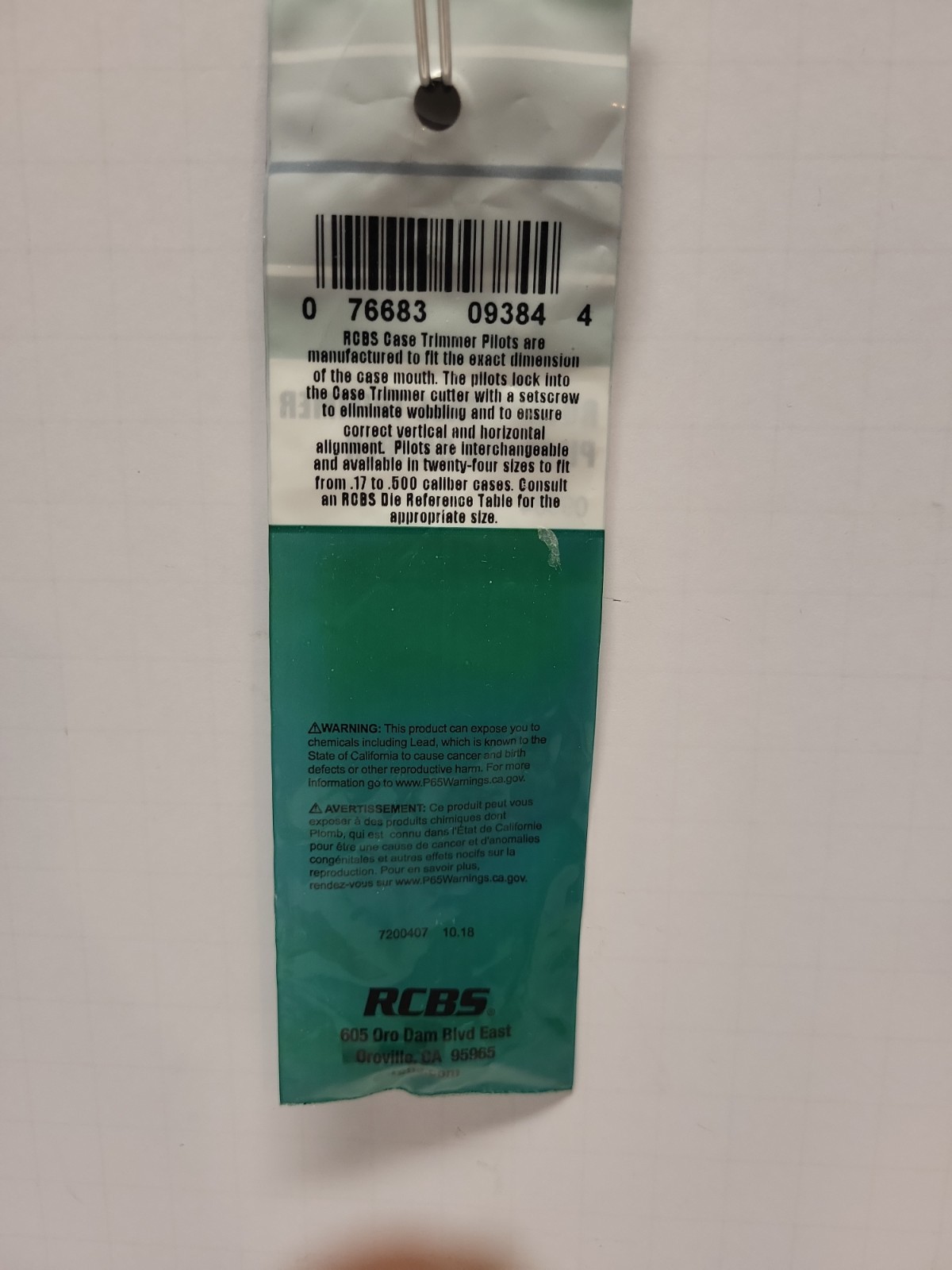 RCBS Rotary Case Trimmer Pilot .30 Caliber 09384