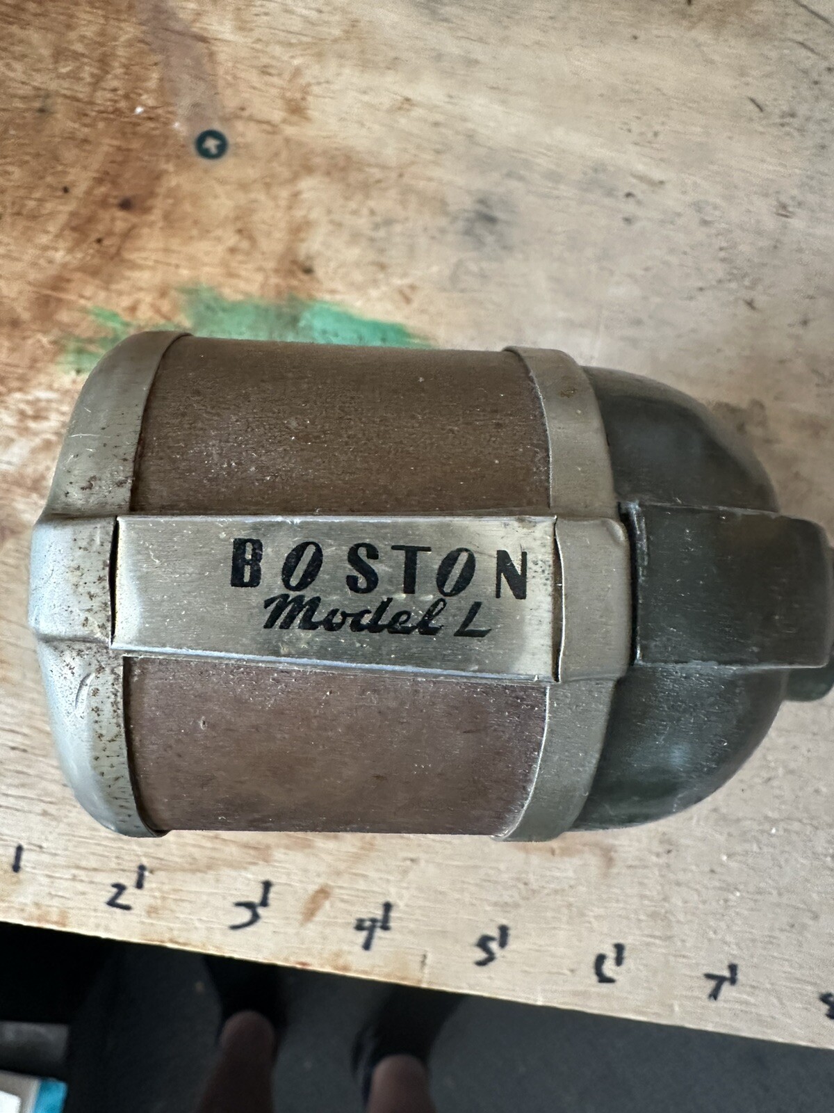 Vintage BOSTON Model L Pencil Sharpener Desk Wall Mounted All Metal Housing