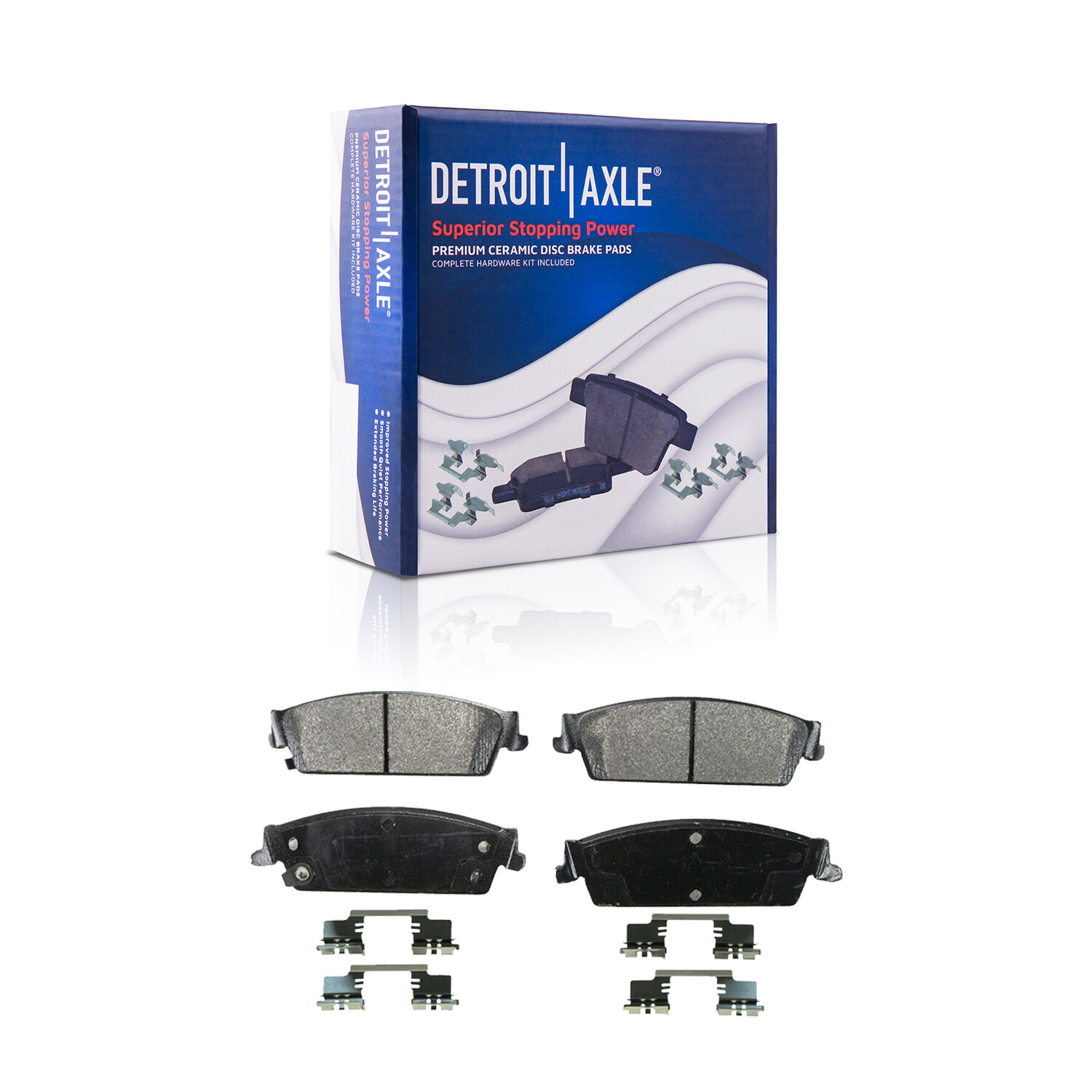 Front + Rear Ceramic Brake Pads Hardware for Escalade Avalanche Silverado Tahoe