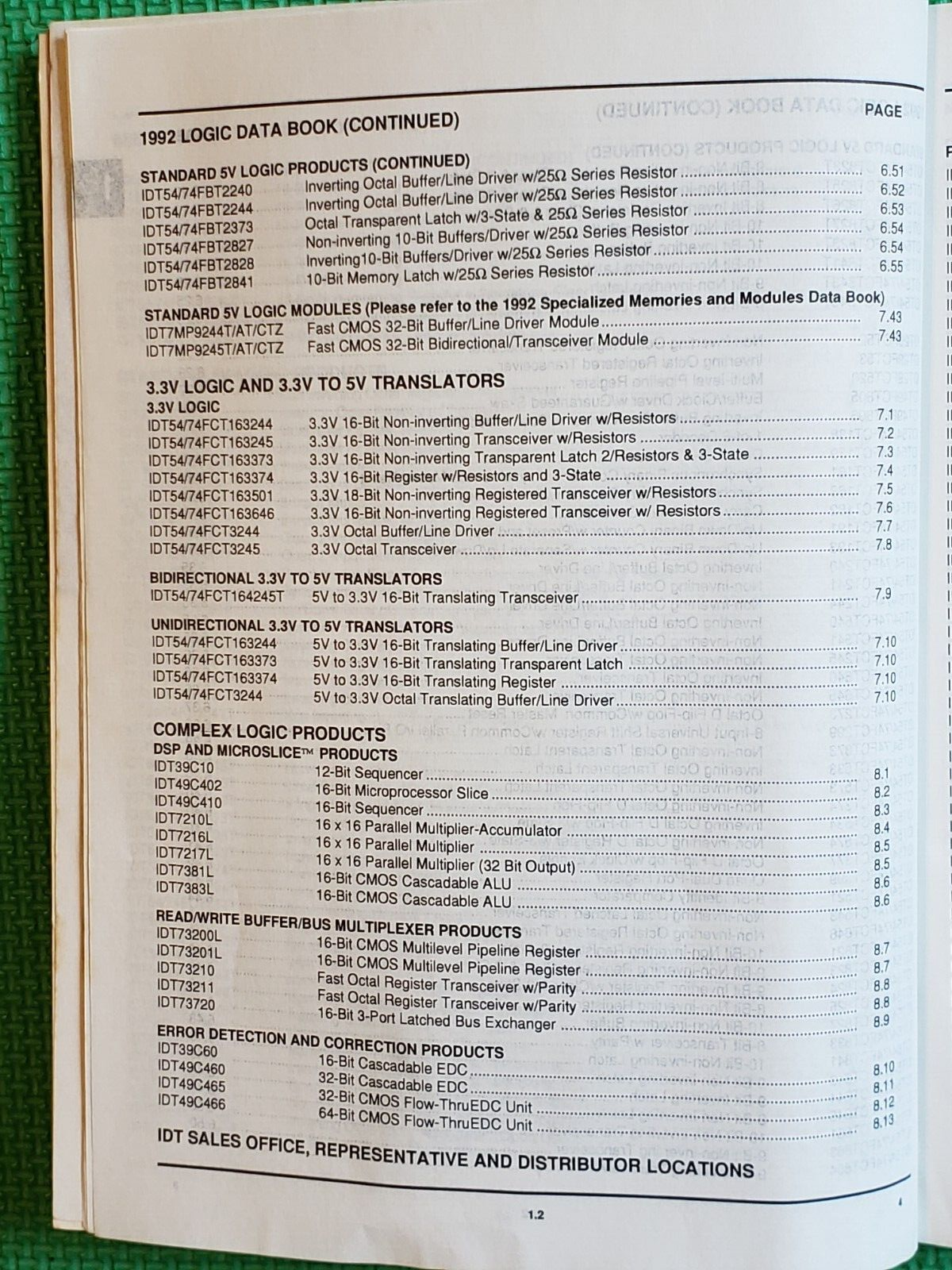 IDT - INTEGRATED DEVICE TECHNOLOGY High Performance Logic 1992 Data Book.