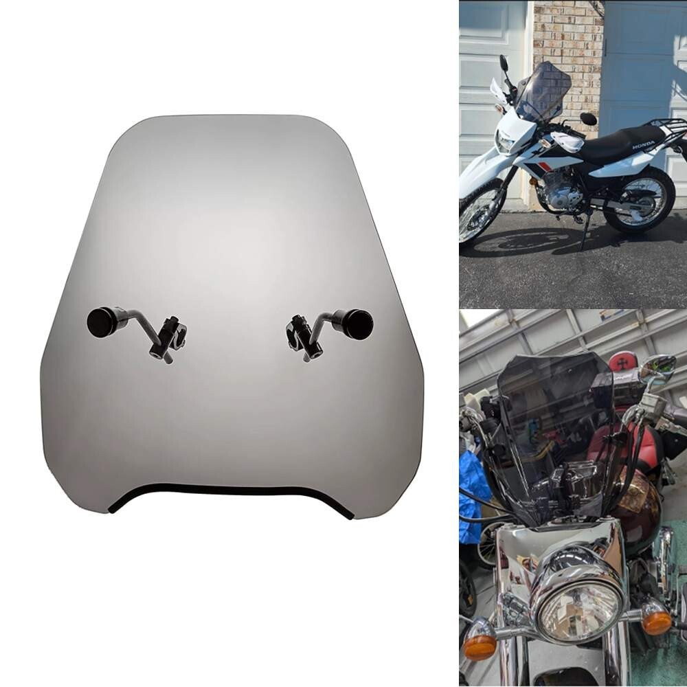 15''Motorcycle Front Windshield Smoke Windscreen Universal For HarleyHondaSuzuki