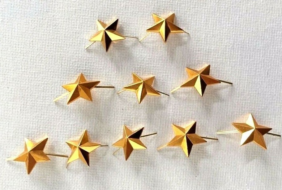 Lot of 10 USSR Army Major Epaulet Metal Rank Star pin Gold 20 mm
