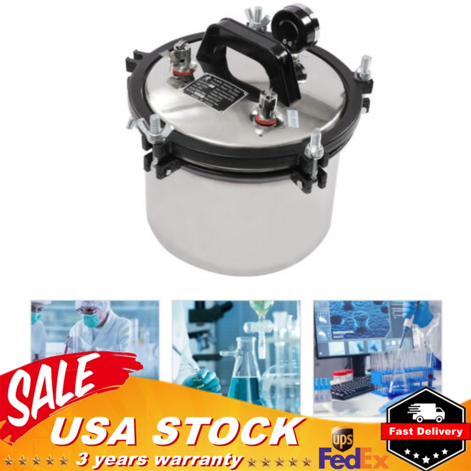 Autoclave Steam Sterilizer Dental Equipment Sterilization 8L Medical Sterilizer