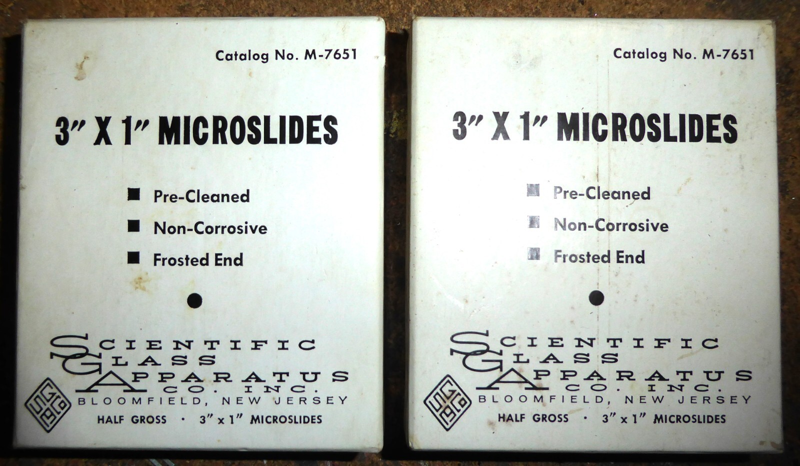 4  Boxes Microscope Slides, Glass W/ Frosted Ends, 2 gross (288) total.