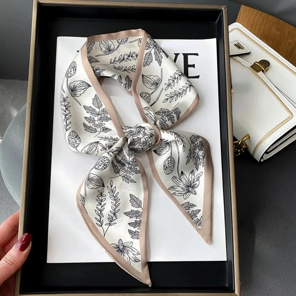 Women Satin Silk Skinny Scarf Floral Hair Ribbon Neck Tie Bag Accessory Gift New