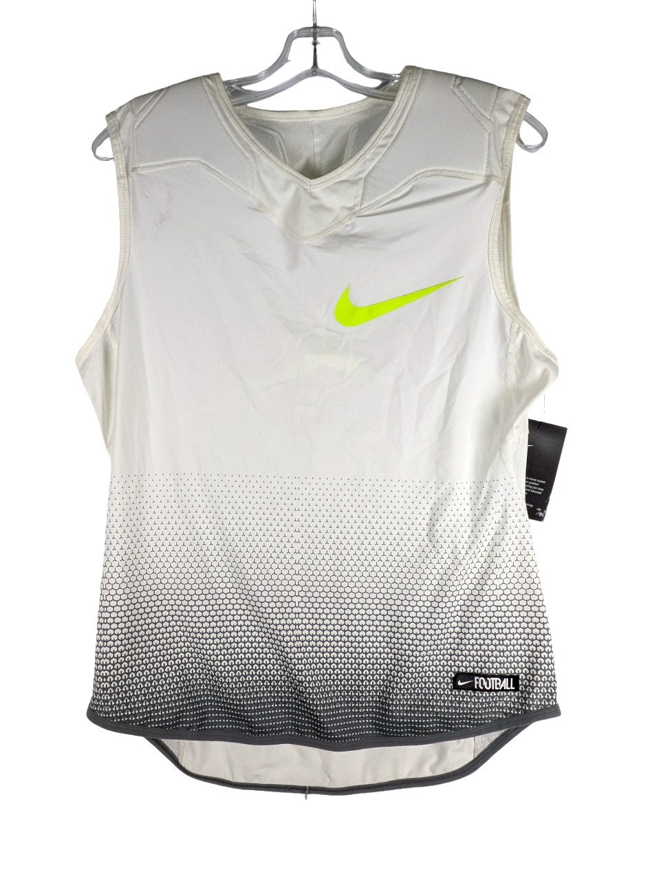 Nike Dri-Fit Football Shirt Sleeveless Tight Fit Padded Shoulder White Large