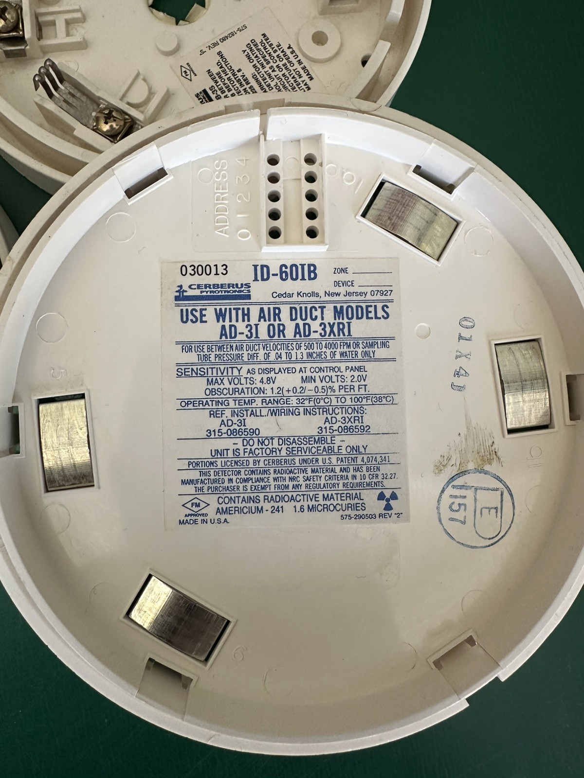 Cerberus Pyrotronics ID-60IB Fire Duct Smoke Detector Professionallycleaned/test