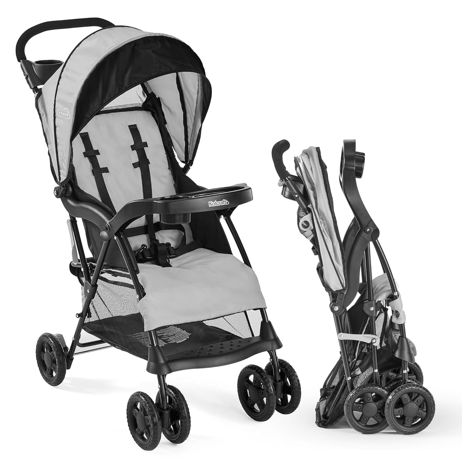 Kolcraft Cloud Plus Lightweight Umbrella Stroller for Toddlers in Slate Grey NEW