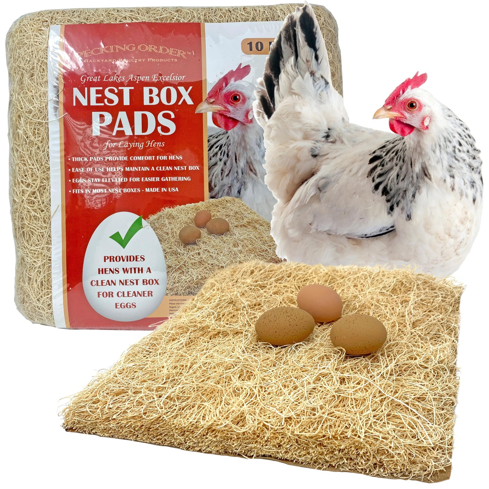 Pecking Order Nest Pads Chicken Nesting Boxes - 13 x 13 Pads Made In USA From