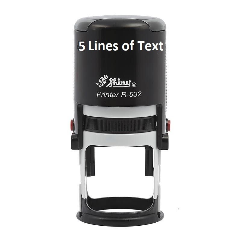Shiny R532 - Custom Round Stamp - Self Inking - 5 Lines of Text of Artwork