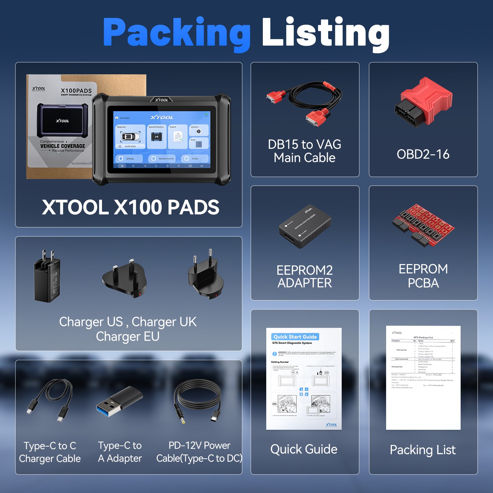XTOOL X100PADS Immobilizer Key Programmer OBD2 Scanner Diagnostic Tool 32+ Reset