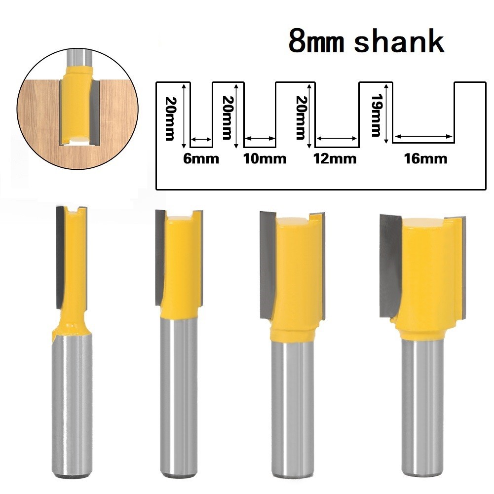 Router Bit Straight Cleaning Bit Milling Cutter Wood 8mm Shank Carbide