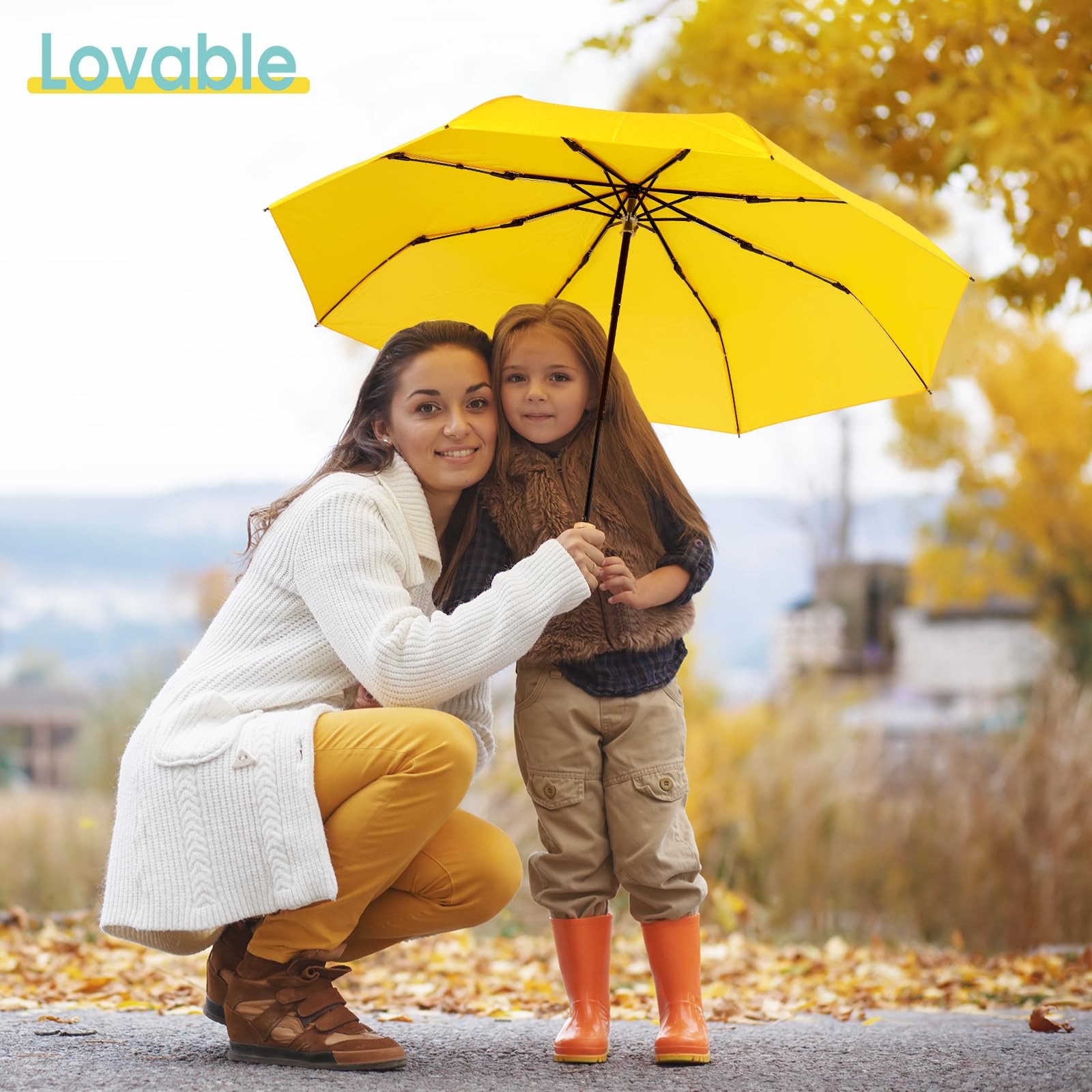 ViddVoom Duck Umbrella - Compact Travel with a Fold 12'', Yellow