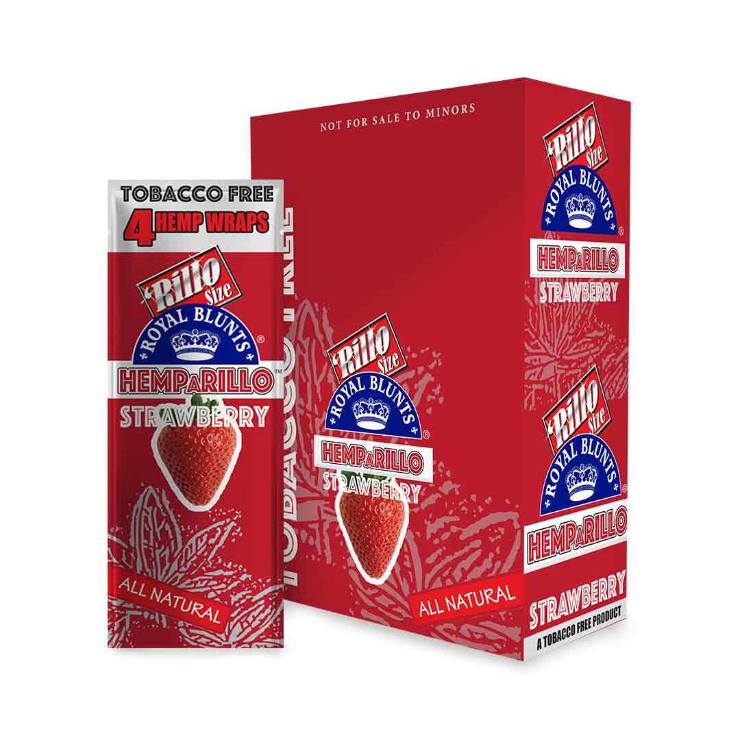 Hemparillo Strawberry Rillo Size - Full Box of 15 Pouches (4 Per Pouch)