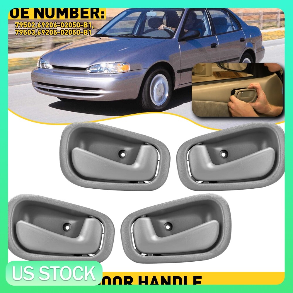 Set of 4 Interior Inside Inner Door Handle Gray For Toyota Corolla 1998-2002