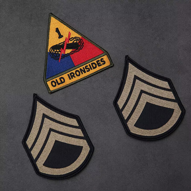 3PCS WW2 Brad Pitt Tanker Jacket Military EMBROIDERED PATCH SET