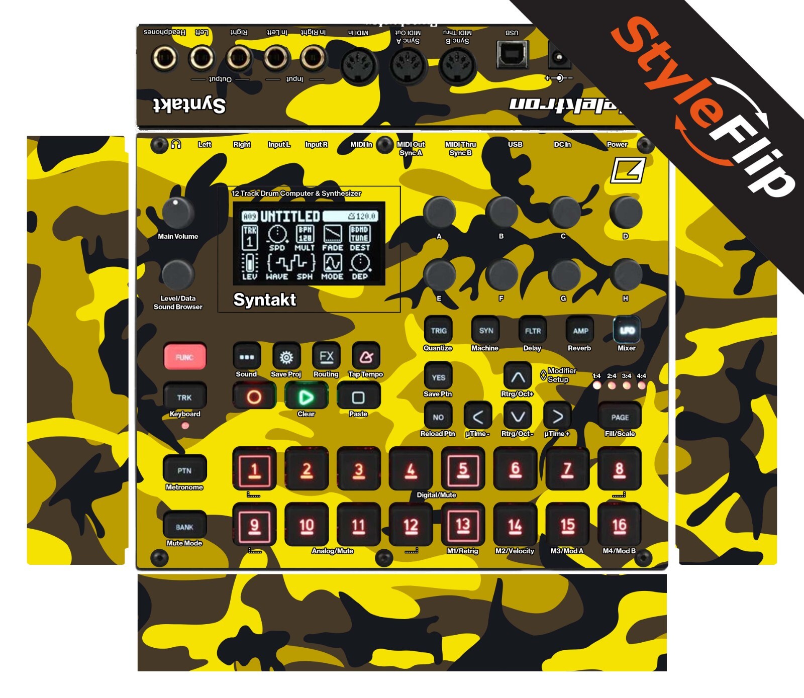 Elektron Syntakt Skin | Camo Yellow | Protective Decal | StyleFlip Skins