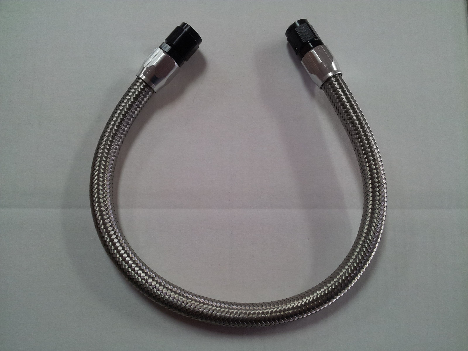 Steel Braided Assembled Line 6AN 24" Long Straight Ends USA Made Polished/Black