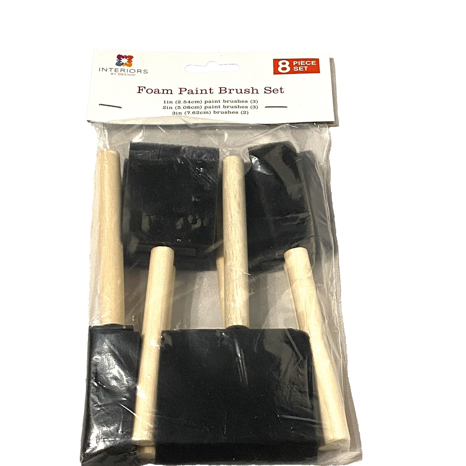 interiors by design 8 piece foam paint brush set 1 in 2 in 3 in