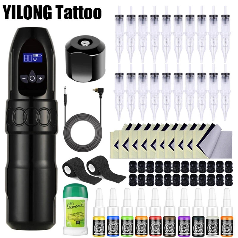 Tattoo Machine Kit  Rotary Pen Battery  Complete Cartridge Needle Ink Transfer