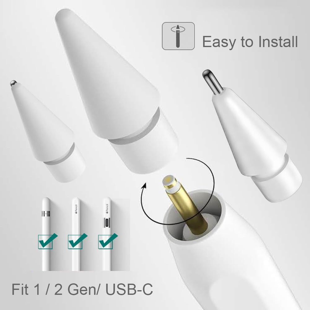 Upgraded Replacement Tips for Apple Pencil, Metal Tips Set Precise Control fo...