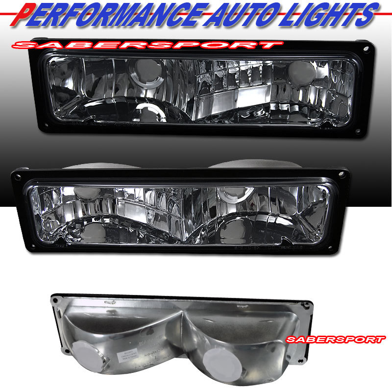 Set of Pair Smoke Signal Bumper Lights for 1988-1999 GMC Chevy C/K Full Size