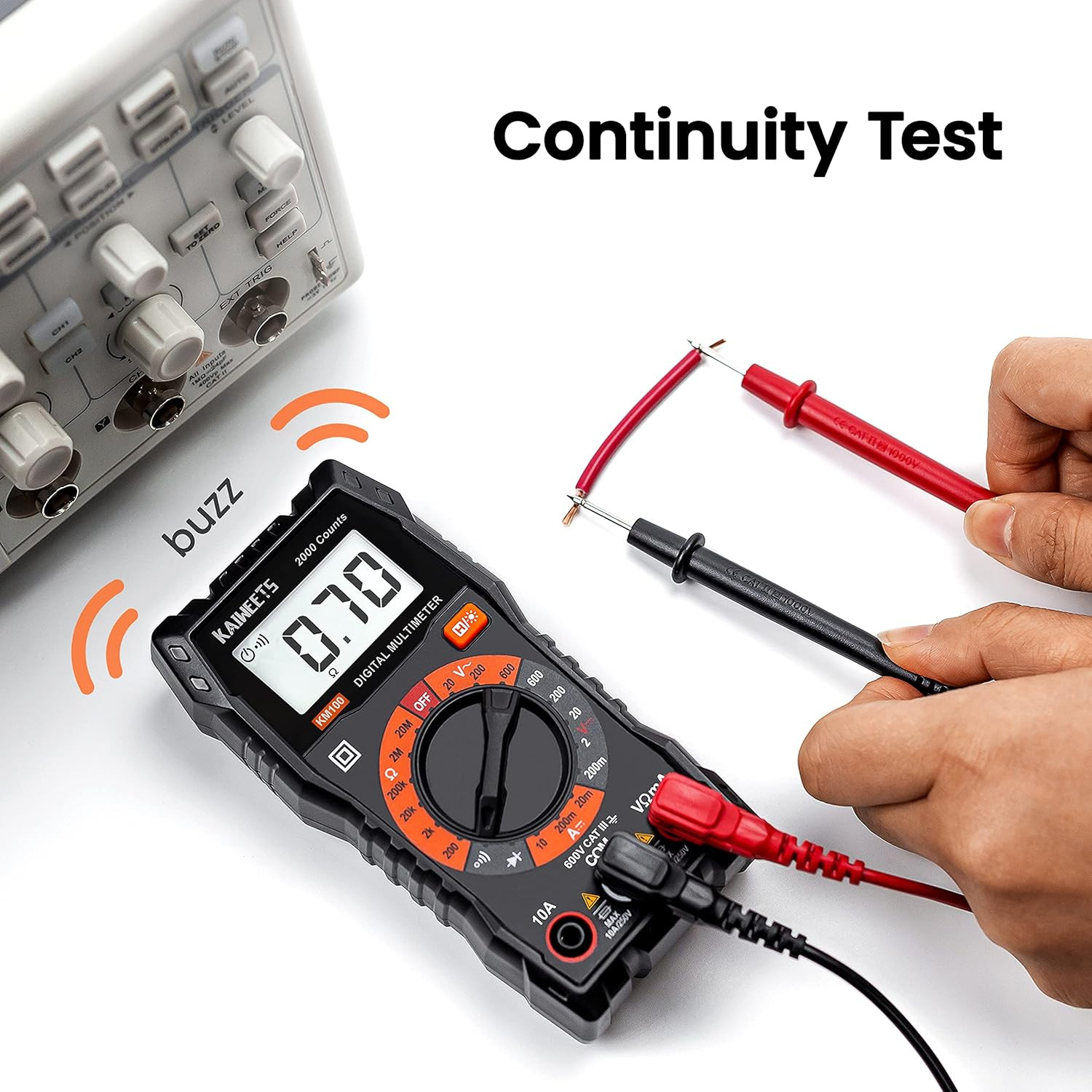 KAIWEETS Digital Multimeter with Case, DC AC Voltmeter, Ohm Volt Amp Test Meter