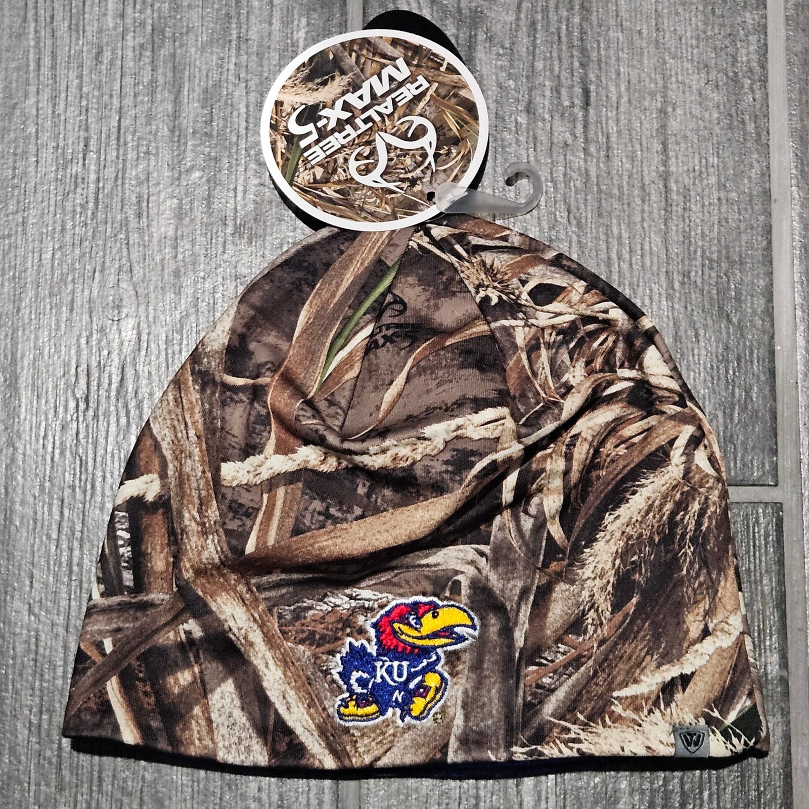 Kansas Jayhawks Reversible Beanie Hat Realtree Max5 Blue Seasons Knit KU