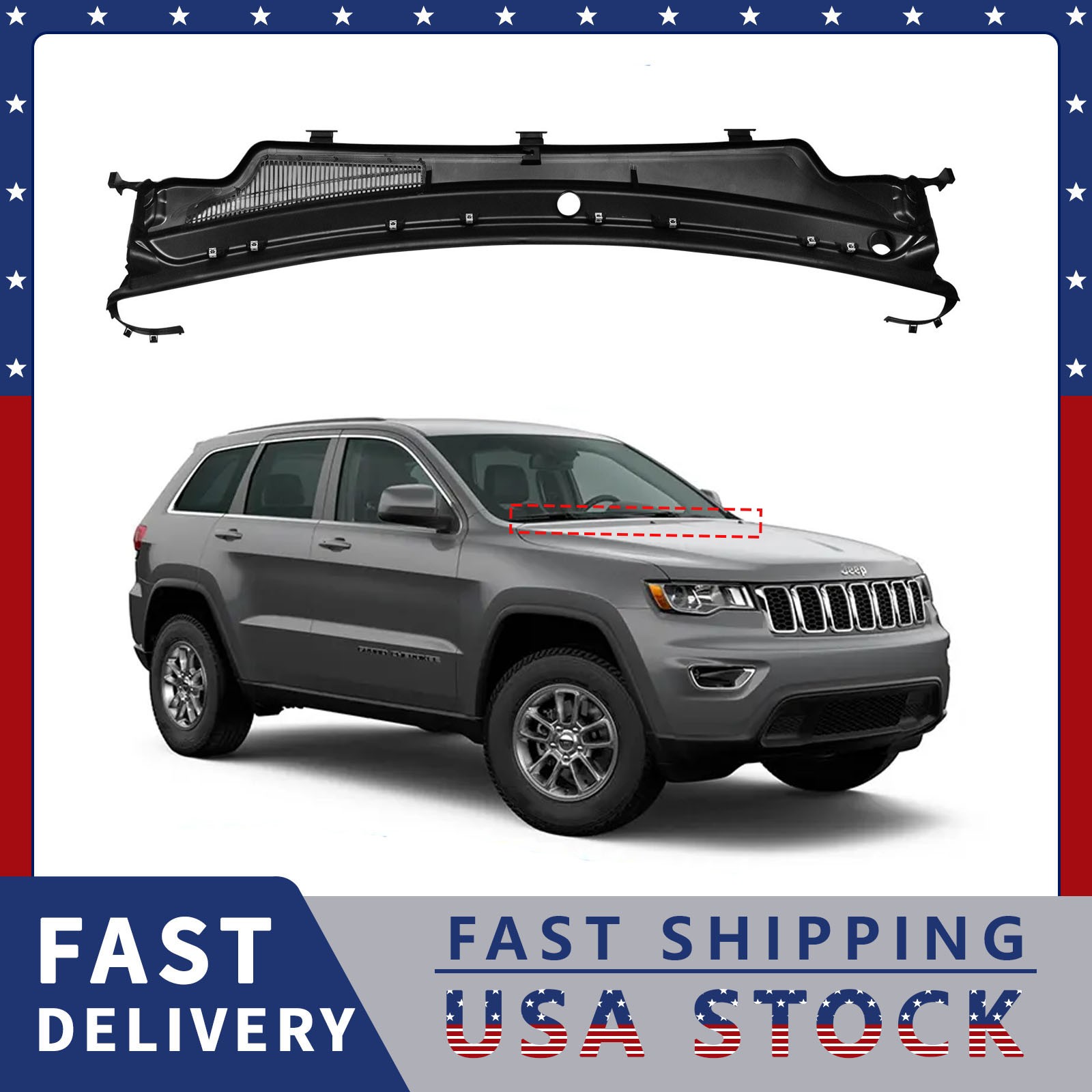 55079197AH Windshield Wiper Cowl Panel Upper For 2011-2015 Jeep Grand Cherokee
