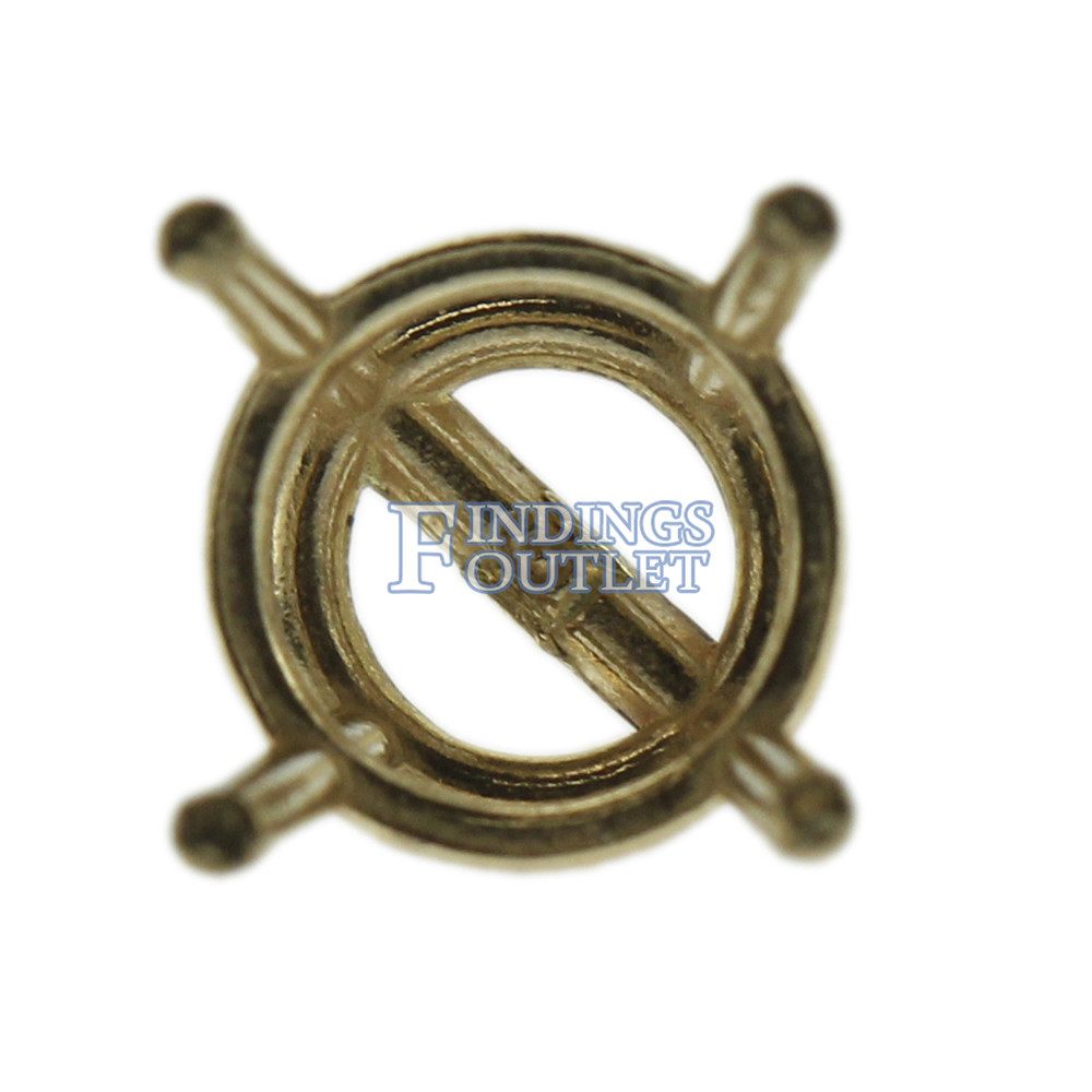 14k Yellow Gold Round Stud Earring Mounting Setting Screw Back Post 4 Prong