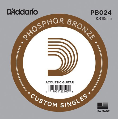 D'Addario PB024 Phosphor Bronze Wound Acoustic Guitar Single String .024