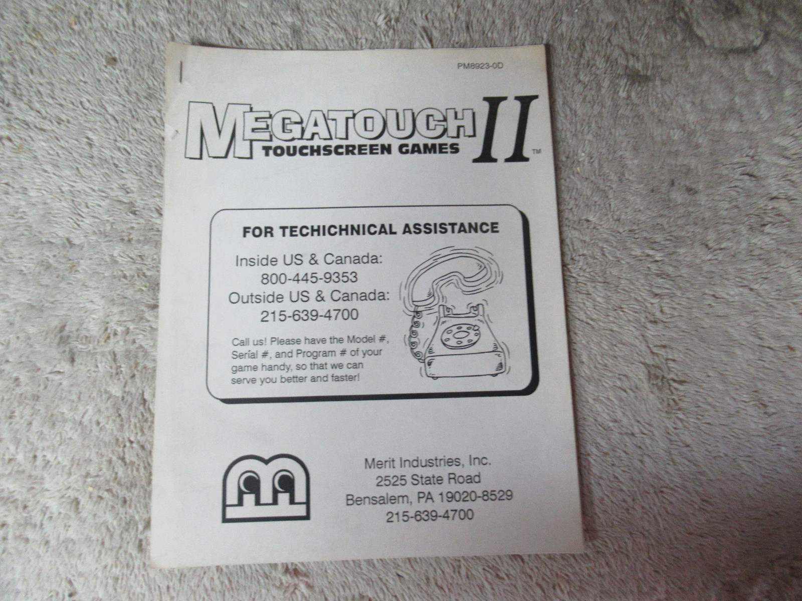 vintage original MERIT  MEGATOUCH 2 ii arcade video game manual