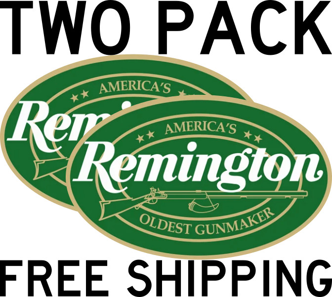 TWO PACK REMINGTON OVAL STICKER DECAL LABEL TRUCK SUV LAPTOP HUNTING FREE SHIP