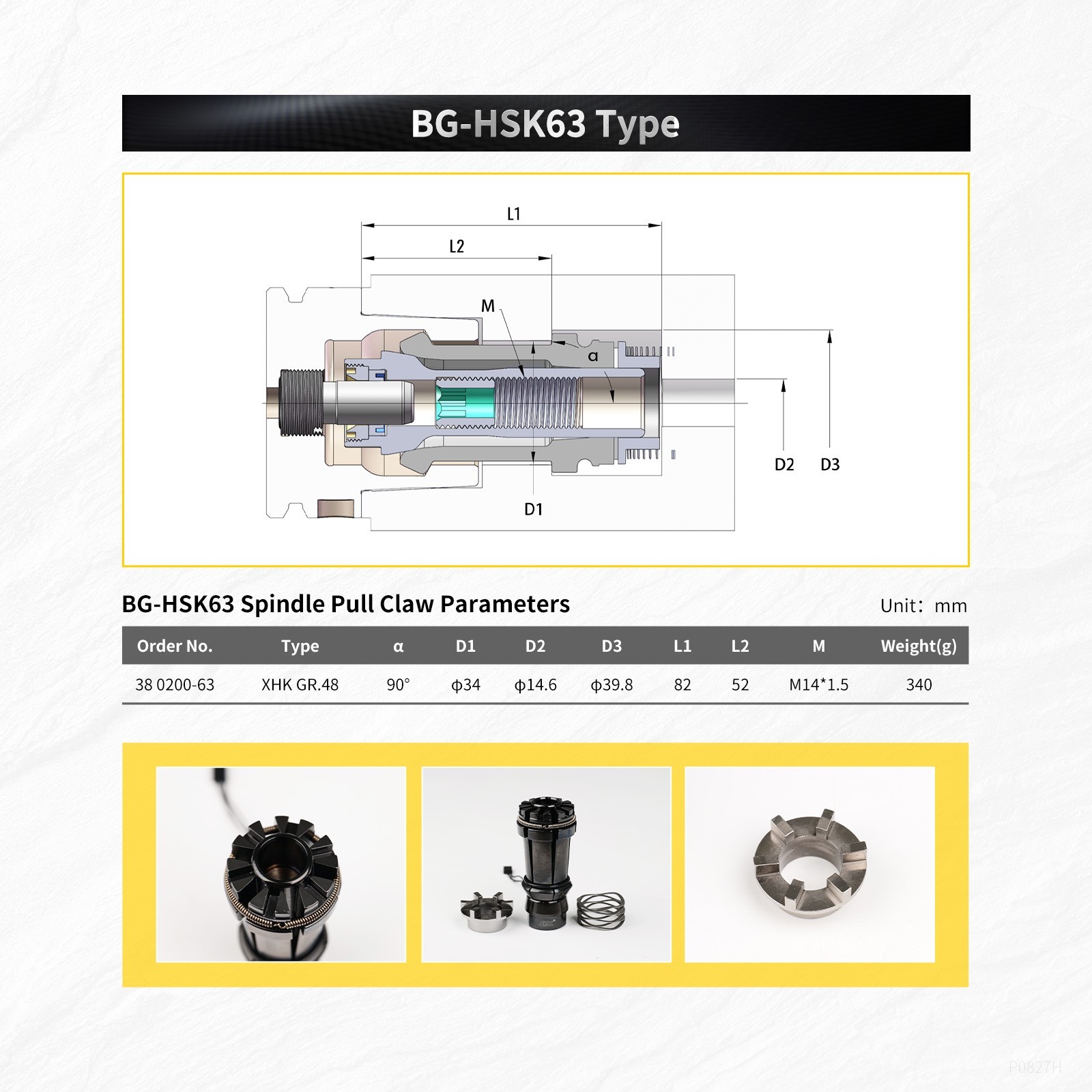 SFX OT-HSK100 K Type Spindle Pull Claw CNC Machine Tool for Pull Stud