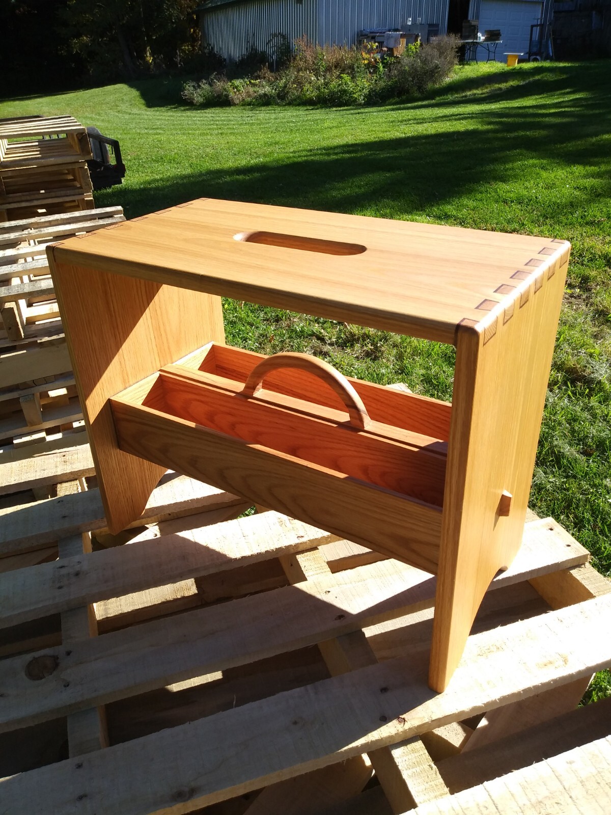 Handmade Oak Bench / Stool with Inlayed Dovetails