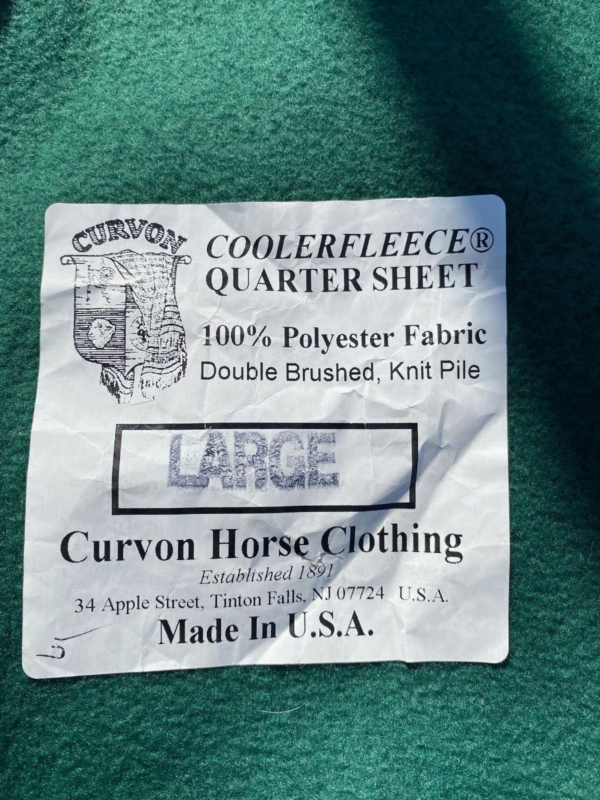 Curvon large Coolerfleece rug/quarter sheet US made