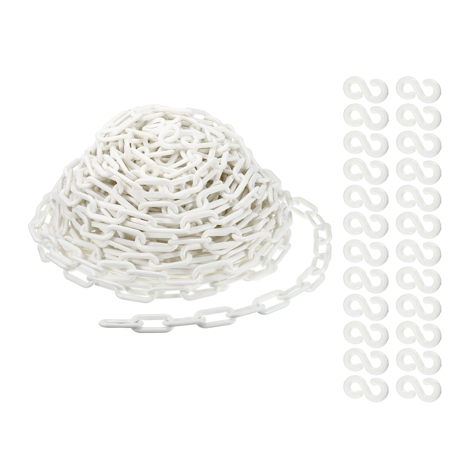 100Ft White Plastic Chain Links 2" Safety Crowd Control Parking Barrier Chain