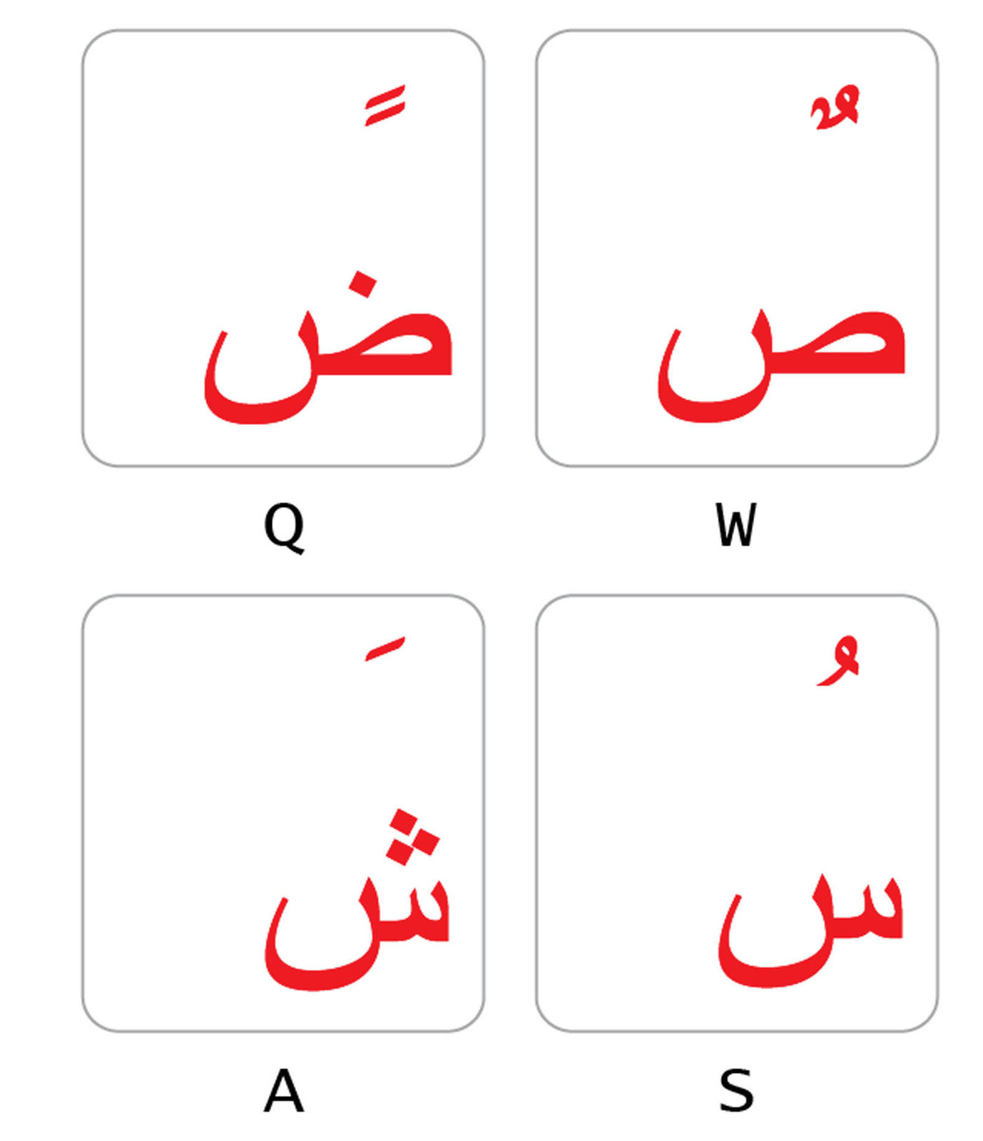 FARSI-PERSIAN  KEYBOARD STICKER TRANSPARENT RED LETTERS ONLINE-WELCOME