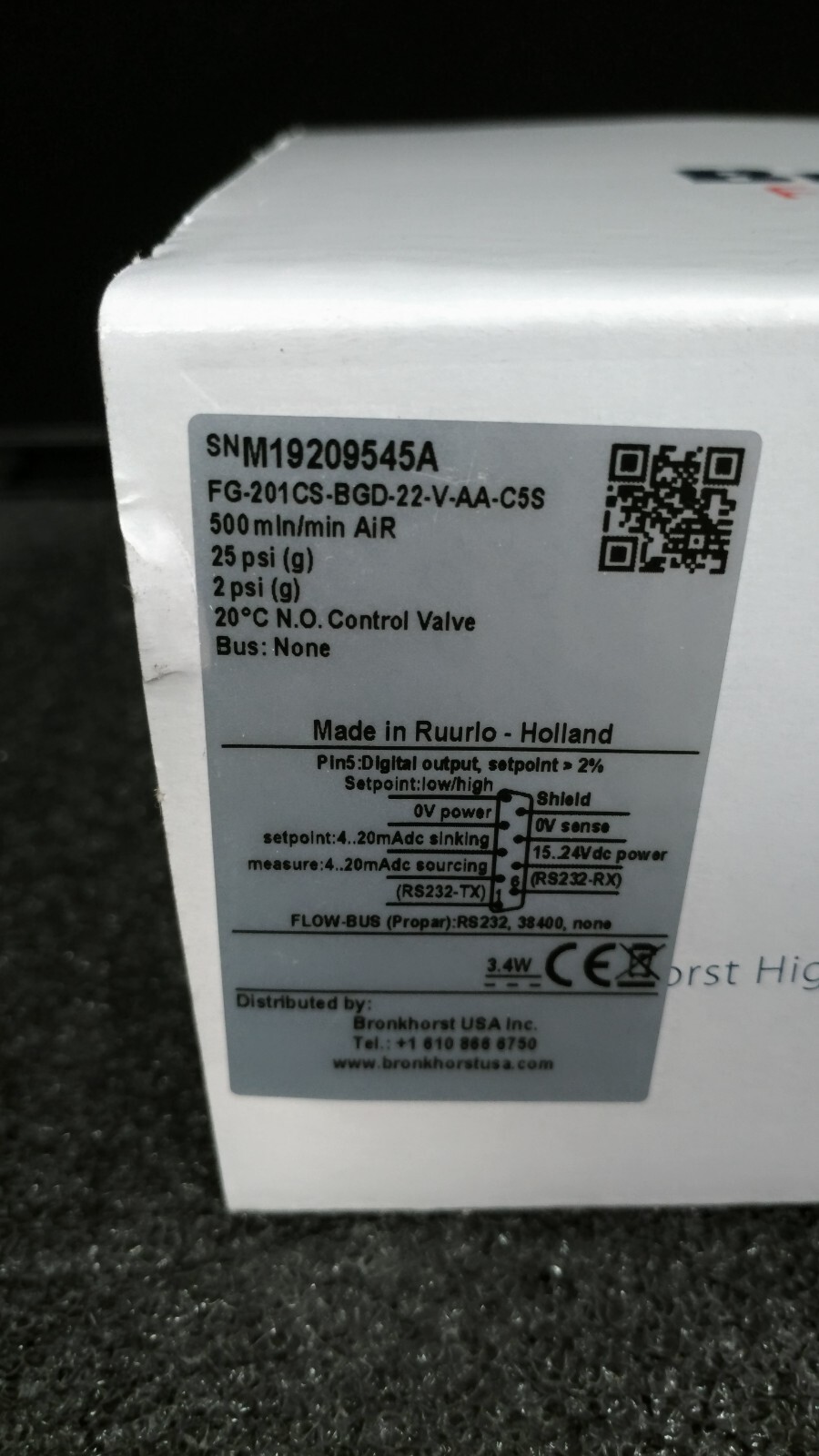 BRONKHORST FG-201CS-BGD-22-V-AA-C5S High Performance Mass Flow Controller