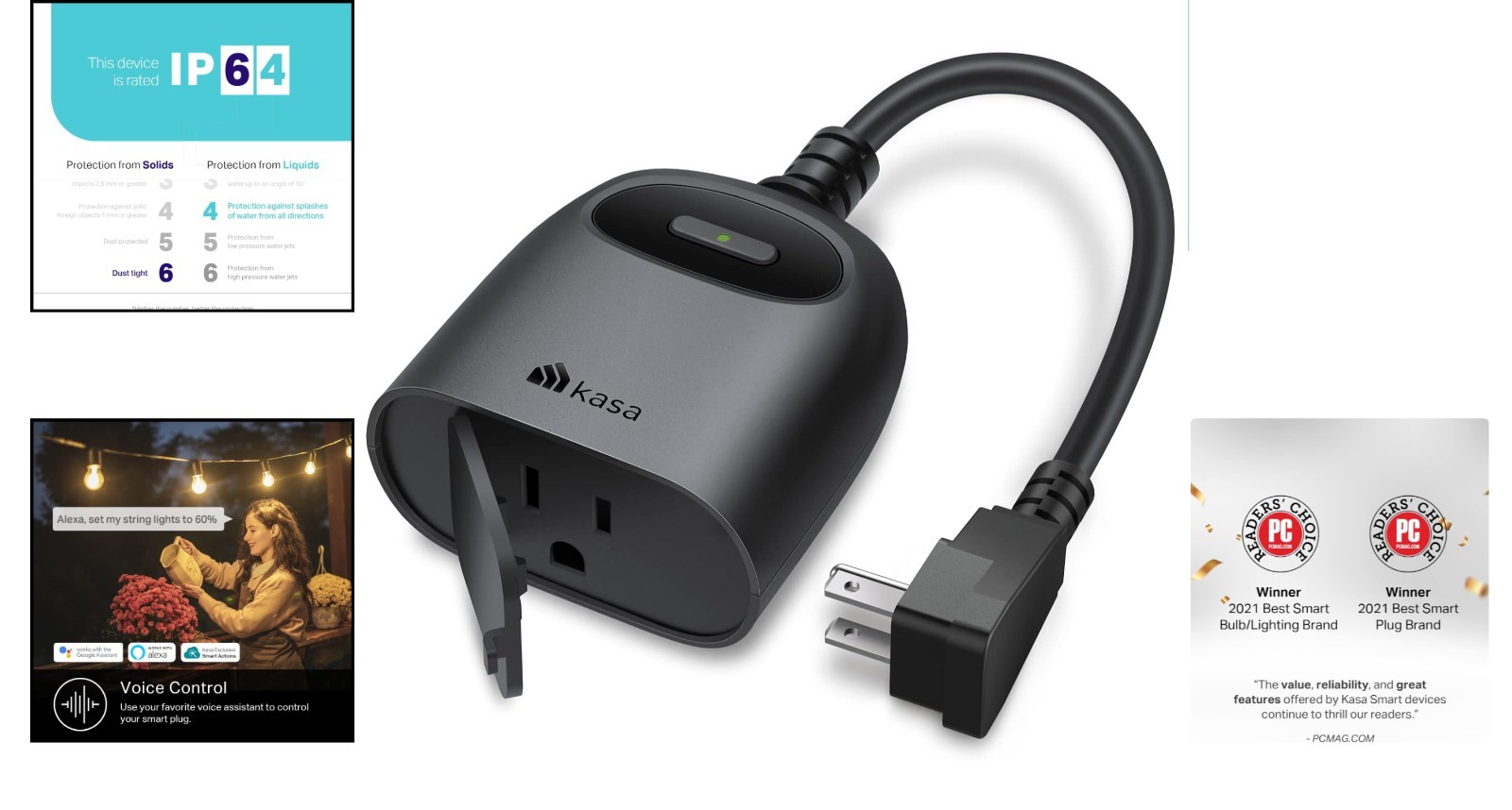 Max Load 15A Kasa Outdoor Smart Plug with 300ft Wi-Fi Range & Remote Control