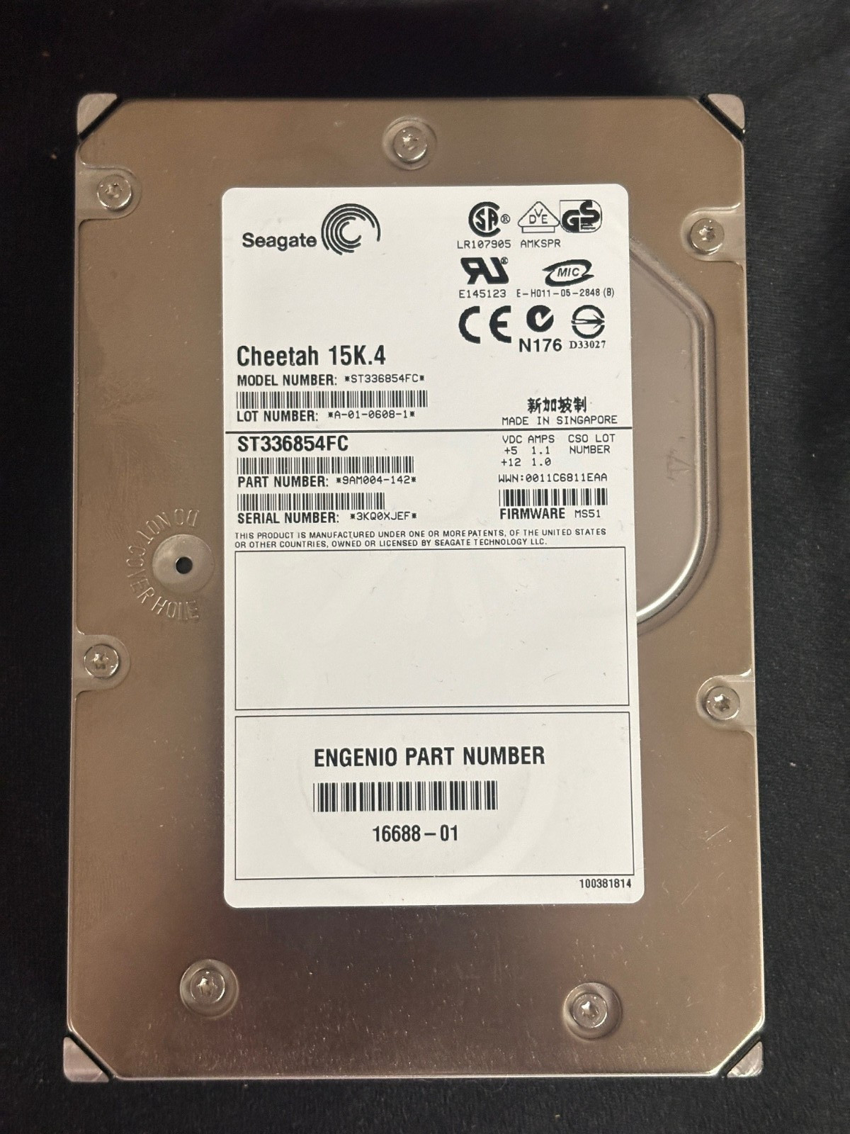 ST336854FC - 9AM004-142 - 36GB FC Disk  Drive - 15K - 4 Gbps - Engenio 16688-01