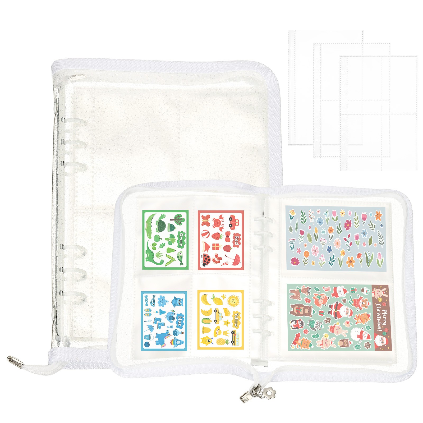 Sticker Organizer Binder, Sticker Album with 180 Pocket, White