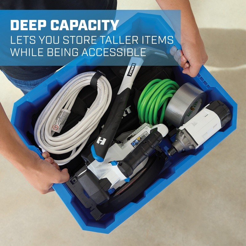 Durable Stackable Plastic Utility Crate W/ Ergonomic Handles Home Storage New