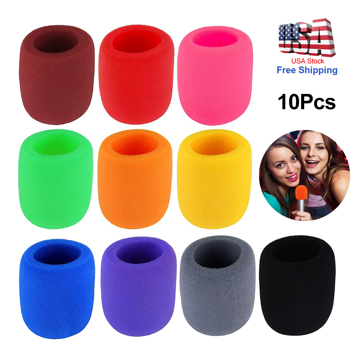 10pcs Black Microphone Windscreen Sponge Foam Mic Cover Pop Filter