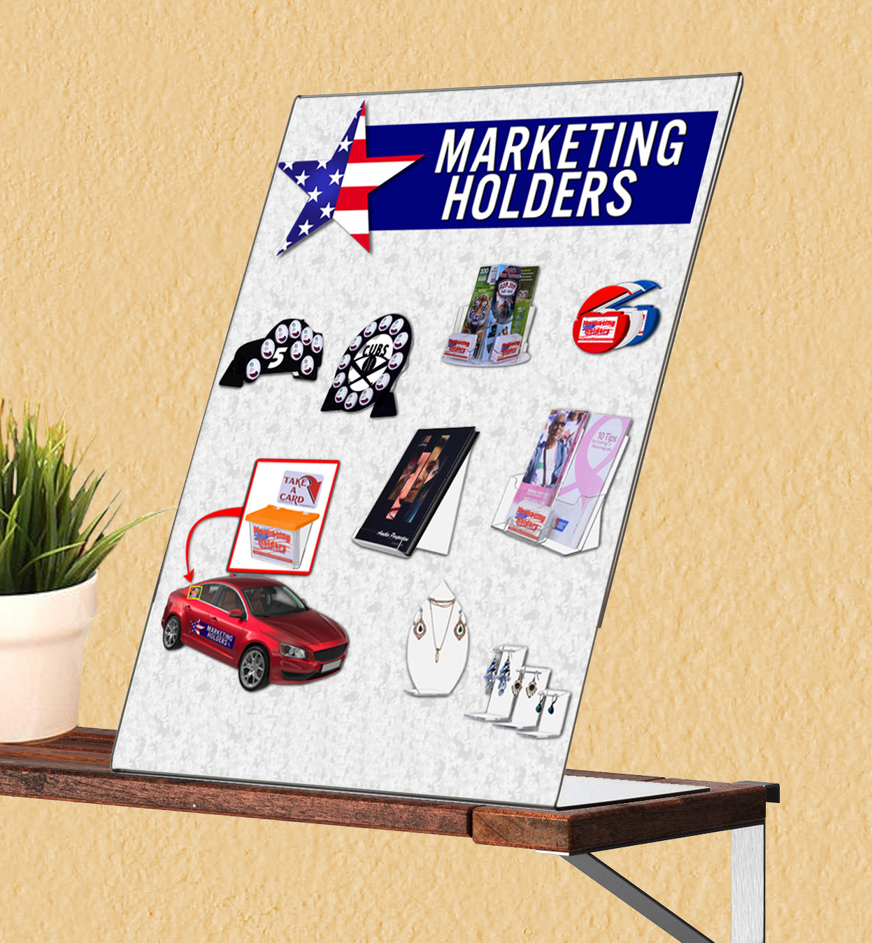 2 Pack 8.5"W x 11"H Sign Holder Ad Frame Slant Back Image Display Stand